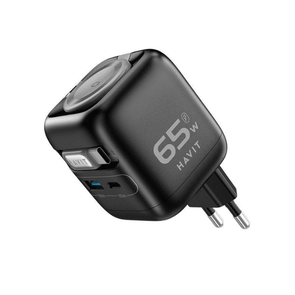 Havit 65W GaN Travel Charger UC252 EU with Retractable Cable and Watch Charger Black Havit Egypt