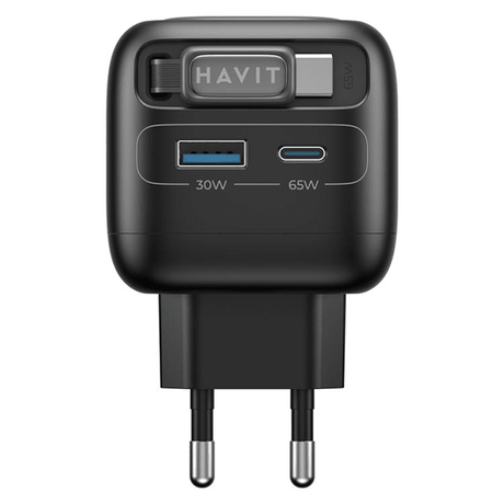 Havit 65W travel charger UC253 – retractable cable detail