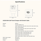 Havit 65W GaN Travel Charger UC253 EU with Retractable Cable Black Havit Egypt