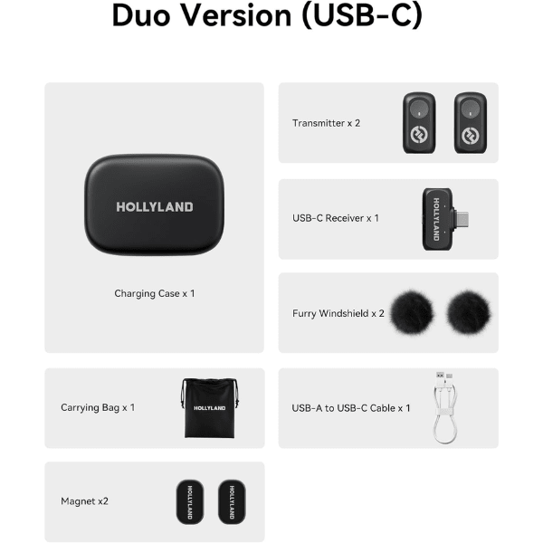 Hollyland Lark A1 Duo Wireless Microphone USB - C with Charging Case Hollyland Egypt