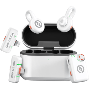 Hollyland Lark M2S Ultimate Combo wireless mic – front view glacier white