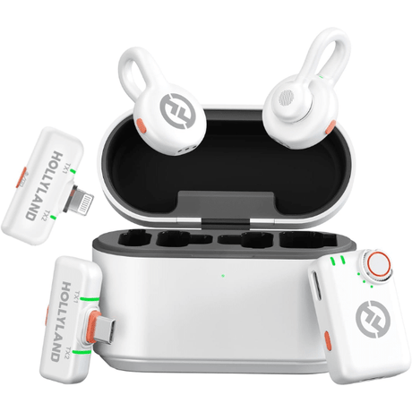 Hollyland Lark M2S Ultimate Combo wireless mic – front view glacier white