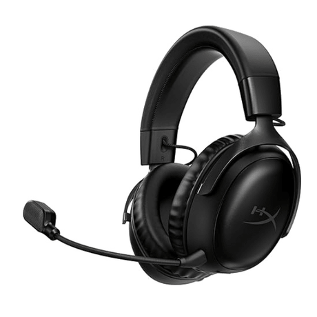 HyperX Cloud III wireless gaming headset comfort and power – front view black