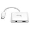 White USB adapter with multiple ports on a white background