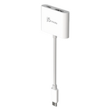 A white i5create USB-C to USB-A adapter with a single cable and a rectangular connector head, shown on a solid white background.