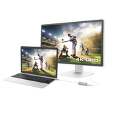 Two computer monitors displaying a baseball game on a white background