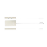 A slim white USB-C hub adapter with a matching white cable, shown on a clean white background. The hub features a rectangular metal body with a USB-C connector on one end and two USB-A ports on the other, and the brand name '1619' is printed on the side.