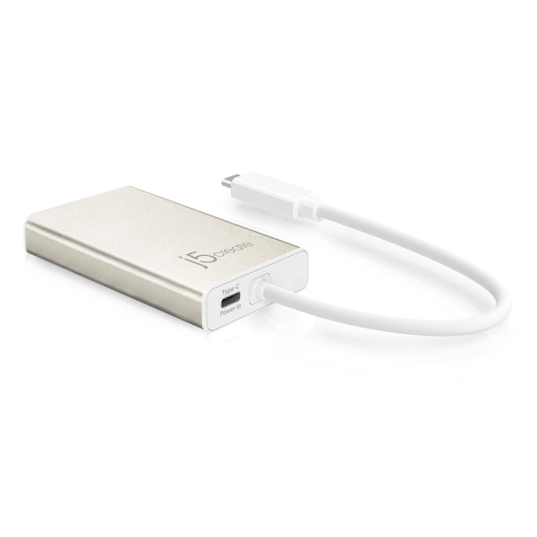 A silver aluminum USB-C to USB-C adapter cable with a white connector, branded 'i5 designs', shown on a clean white background.