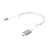 j5create JCC153G USB-C to 4K HDMI Cable - DokkanTech  A white USB-C to HDMI cable coiled on a plain white background, with a silver-toned USB-C connector on one end and a silver-toned HDMI connector on the other.