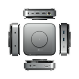 A compact square electronic device shown from multiple angles on a plain white background. The center view shows a dark gray front with a circular button and the visible brand name 'iJoco'.