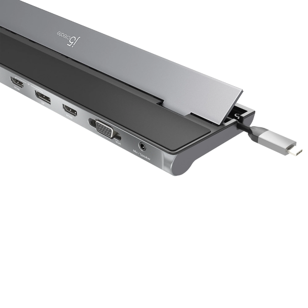 Silver USB hub with multiple ports on a white background