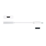 j5create JDA158 DisplayPort to 4K HDMI Active Adapter A white HDMI to USB-C adapter cable with close-up views of both connector ends on a plain white background.