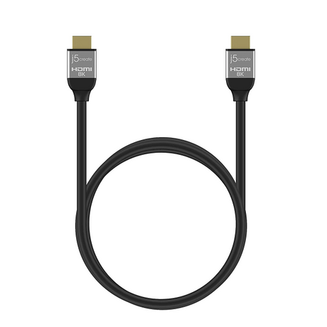 j5create JDC53 UltraHigh-Speed 8K UHD HDMI Cable 6.6ft -DokkanTech HDMI cable with gold connectors on a white background