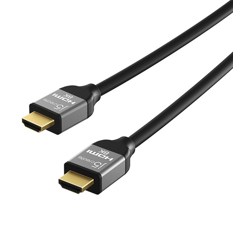 j5create JDC53 UltraHigh-Speed 8K UHD HDMI Cable 6.6ft -DokkanTech j5create JDC53 UltraHigh-Speed 8K UHD HDMI Cable 6.6ft -DokkanTech HDMI cable with gold connectors on a white background