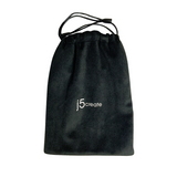 Black drawstring pouch with 'j5 create' branding on a white background