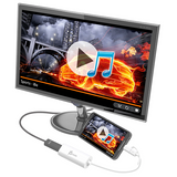 j5create JUA165C Android USB to HDMI Display Adapter - DokkanTech Monitor with smartphone dock displaying a music app interface on a white background
