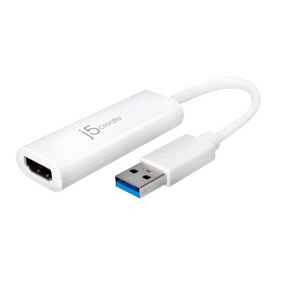 USB to HDMI adapter with J5Cade branding on a white background