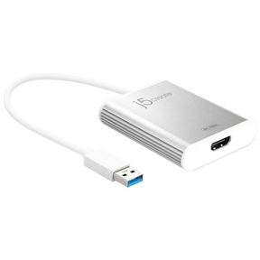 USB adapter with HDMI and USB 3.0 ports on a white background