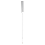 A white and silver electronic device with a long cable, shown vertically against a plain white background.