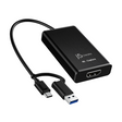 Black USB capture device with HDMI and USB cables on a white background
