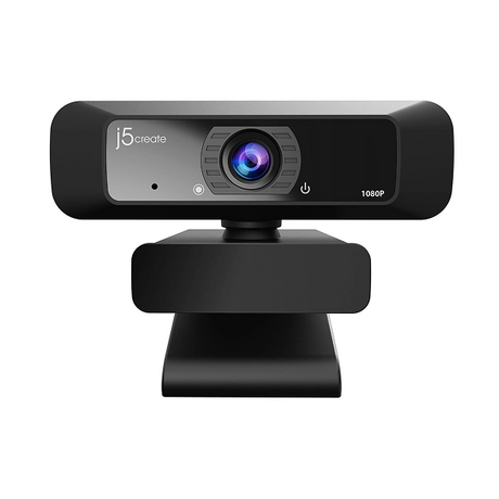 j5create JVCU100 USB HD Webcam with 360° Rotation - DokkanTech Black webcam with 'j5 create' branding on a white background