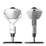 j5create JVU368 360° AI-Powered Webcam with Speakerphone Two 360-degree cameras on stands with 'i5 create' branding on a white background