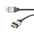 j5create JDC52 Premium High-Speed HDMI®™ Cable with Etherne  (6.6ft)  A black HDMI cable with two connectors shown on a plain white background. One connector has a silver and black housing with a gold-toned HDMI plug, and the other is angled below.