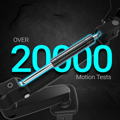 j5create JTSA101 Ergonomic Monitor Mount Support 17 inches to 32inches monitors weighing up to 8kg - 20000 tested stability - DokkanTechBlack scooter with 'OVER 20000 Motion Tests' text on a dark background