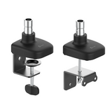 j5create JTSA101 Ergonomic Monitor Mount Support 17 inches to 32inches monitors weighing up to 8kg - 20000 tested stability - DokkanTech Two black and silver clamp fixtures on a white background