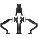 Set of black monitor arms on a white background