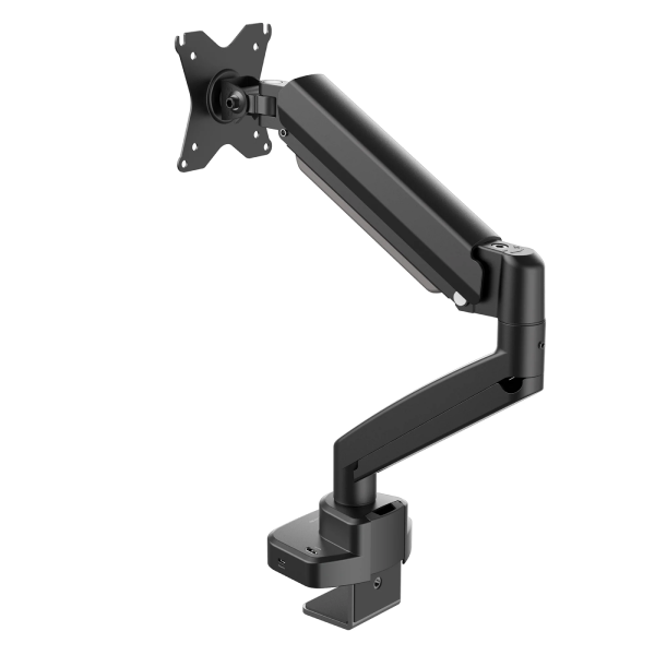 Black monitor arm on a white background