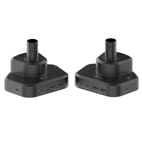 Two black USB hub devices on a white background