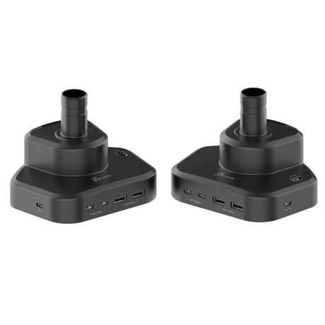 Two black USB hub devices on a white background