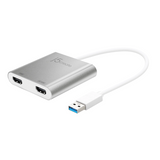 USB adapter with HDMI and USB-C ports on a white background