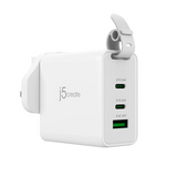 White charging adapter with multiple ports on a white background