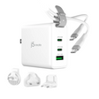 White charging adapter with multiple connectors on a white background