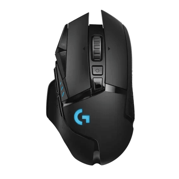 Logitech G502 Lightspeed wireless gaming mouse RGB HERO 25K DPI – front view black