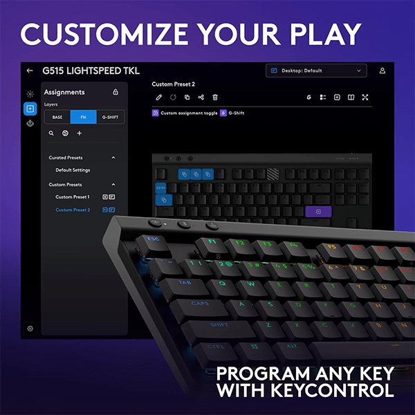 Logitech G515 Lightspeed TKL Wireless Keyboard – Linear Switch, English layout Logitech G Egypt