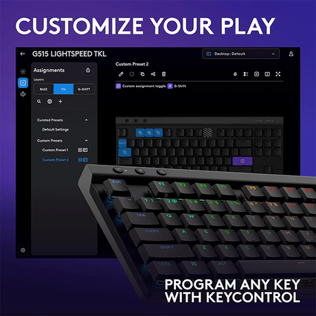 Logitech G515 Lightspeed TKL Wireless Keyboard – Linear Switch, English layout Logitech G Egypt