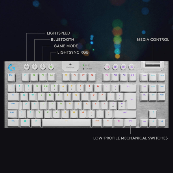 Logitech G913 TKL LIGHTSPEED Wireless RGB Keyboard – GL Tactile Brown Switch | English Only – White Logitech G Egypt