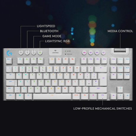 Logitech G913 TKL LIGHTSPEED Wireless RGB Keyboard – GL Tactile Brown Switch | English Only – White Logitech G Egypt