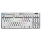 Logitech G913 TKL Lightspeed wireless RGB keyboard GL tactile brown switch English – front view white