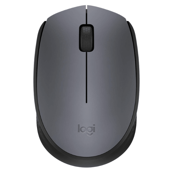 Logitech M171 wireless mouse compact ambidextrous – front view black