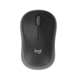Logitech M186 wireless mouse gray compact USB receiver – front view