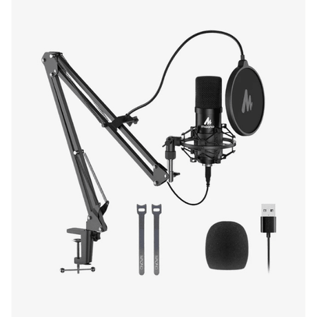 Maono AU-A04 USB microphone kit professional podcasting – front view
