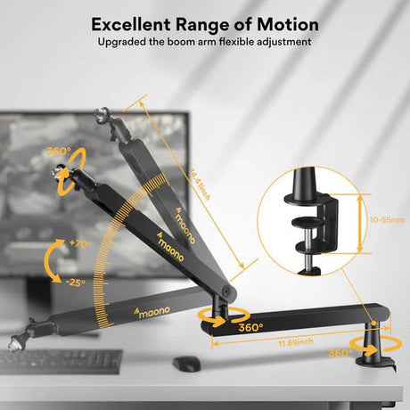 MAONO BA92 mic arm – flexible articulation