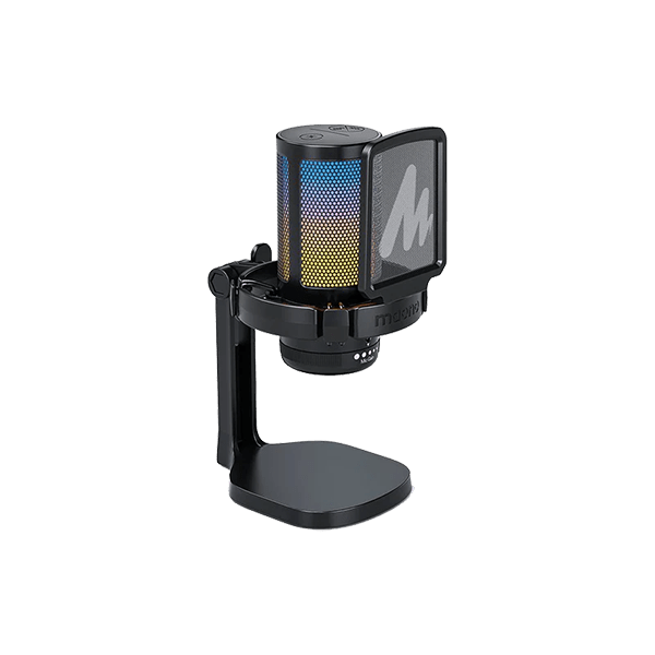 MAONO DGM20 gaming USB microphone with desktop stand – front view black