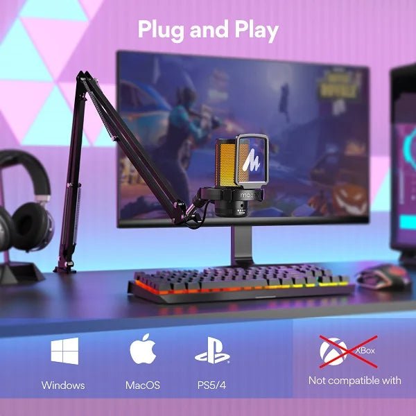 MAONO DGM20S Gaming USB RGB Microphone with Boom Arm Bundle - Black Maono Egypt