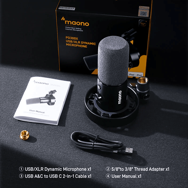 Maono PD300X USB/XLR Dynamic Microphone – Black "XLR CABLE NOT INCLUDED" Maono Egypt