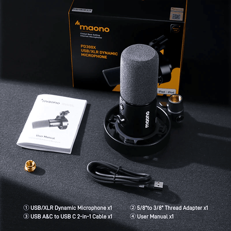 Maono PD300X USB/XLR Dynamic Microphone – Black "XLR CABLE NOT INCLUDED" Maono Egypt